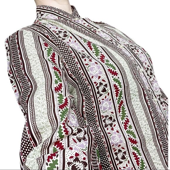 VINTAGE Retro Print Long Sleeve Button Down Top - Picture 14 of 15